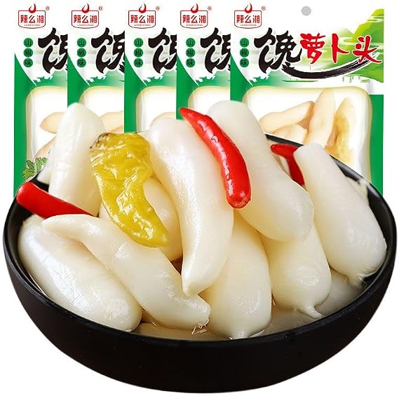 Pickled pepper radish,Enoki mushroom,dried radish,Sour beans,Healthy vegetarian vegetables,Pickles,Instant Meals,Delicious snack gifts (radish,10 packs)