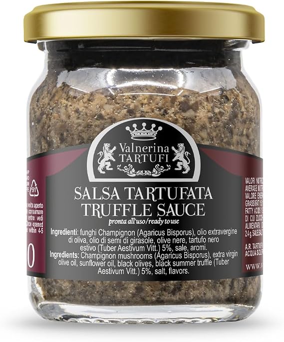 Valnerina Tartufi Truffle Sauce Original Recipe | Tartufata Sauce with Mushrooms, 5% Summer Black Truffles | Jar 50 gr. | Valnerina Tartufi Truffled Sauce Original Recipe Jar 50 g.