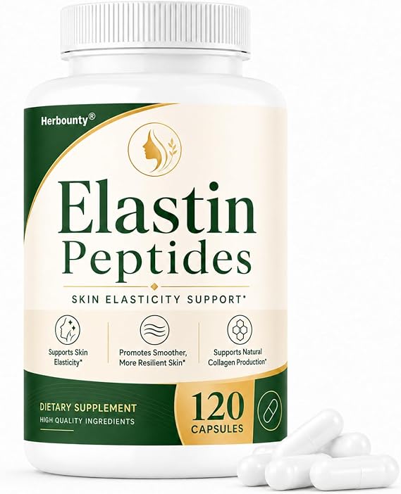 Elastin Peptides Skin Tightening Formula, 120 Capsules Elastin Supplements | 1000mg Per Serving Elastin Peptides, Supports Skin Elasticity, Smoother Resilient Skin