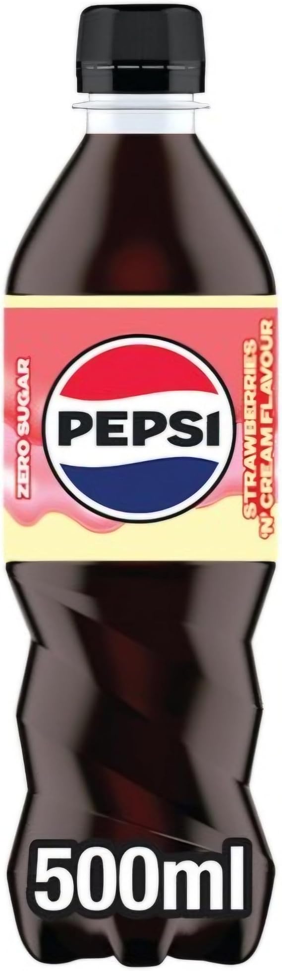 Pepsii Strawberry & Cream Flavoured Soft Drink 12 x 500ml Bottles - Sugar Free, Low-Calorie Fizzy Cola with Dessert-Inspired Taste, Bulk Party Pack