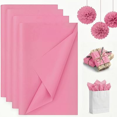 Koogel 330 Sheets Tissue Paper Bulk, 14 x 10 Inch Pink Gift Wrapping Tissue Paper for Wedding Birthday DIY Crafts Art Project