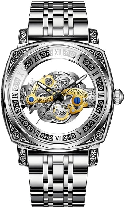 Luxury Men Watches Quartz Wristwatch Skeleton Design Waterproof Leather Strap/Stainless Steel Male Watch Luminous Gift Watch for Men