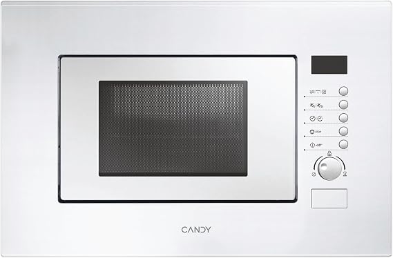 Candy MIC20GDFB, Built-in Microwave with Grill, 20L, 1000W, 8 Functions, Digital, 8 Programs, Safety Lock, Plate 24.5 cm, Metal Tray, Cooling Fan, Left Opening, White