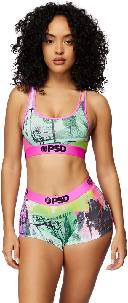 PSD Women's Neon Pink Bill Racerback Sports Bra for Women, Soft & Comfortable Exercise Bras for Women, Ideal for Yoga and Gym Workout