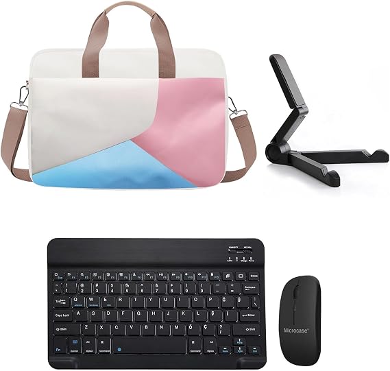 Microcase Samsung Galaxy Tab A11 Plus 11 inch Tablet için Çanta + Bluetooth Klavye + Mouse + Tablet Standı Siyah- AL4233