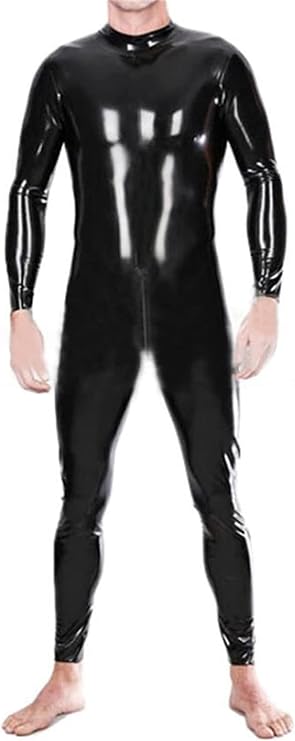 Latex Catsuit Back Zipper for Men Tight Rubber Bodysuit Jumpsuit Party Wear