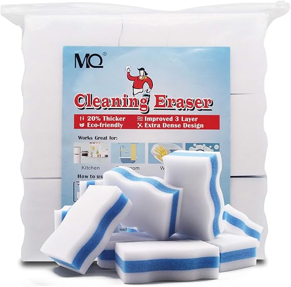 MQ 30 Pack Extra Durable Cleaning Eraser Sponge - Works Great for Sink, Bathtub, Glass, Mirrors, Floor, Furniture, Wall, Shoes, Kitchen, Bathroom and Car, Melamine Sponges for All Surface (30)