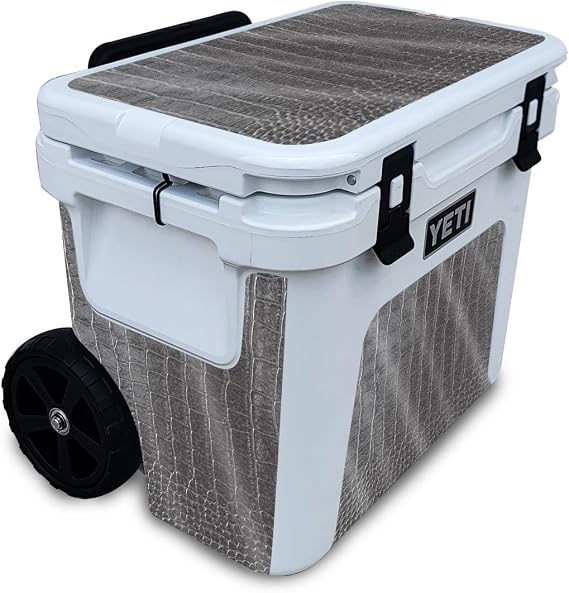 Glossy Glitter Cooler Skin Compatible with Yeti Roadie 32 Wheeled Cooler - Black Gator Skin - Premium 3M Vinyl Protective Wrap Decal Cover - Easy to Apply | Crafted in The USA by MightySkins