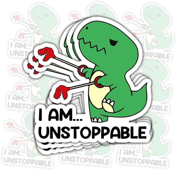 (3Pcs) Dinosaur I Am Unstoppable T-rex Vinyl Decal Sticker, Dinosaur Bumper Sticker, Dinosaurs Car Accessories, Dino Car Decal for Laptop Water Bottle Phone Car Window Helmet 3" (Normal, 3in)