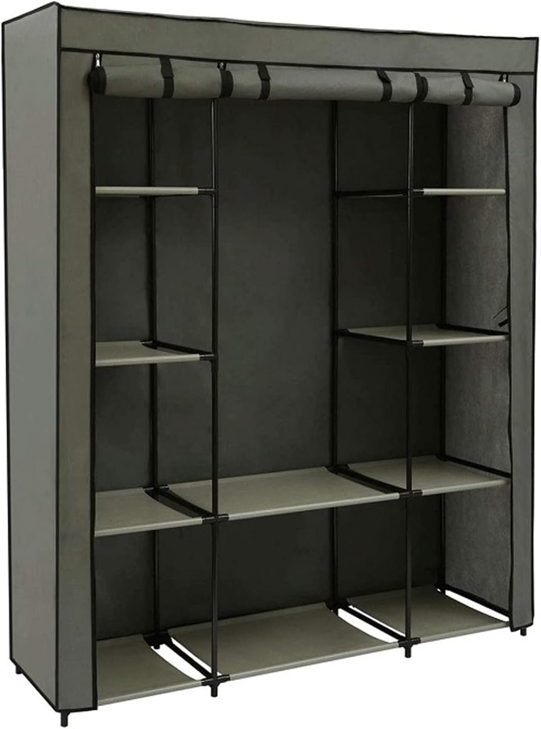 Portable Closet with Cover,Freestanding Clothing Racks, Wardrobe Storage Closet, Clothes Storage Organizer with Cover, Shelves and Hanging Rods for Bedroom, Easy Assemble D,135  45  172cm