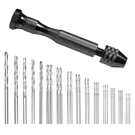 Hand Drill Bit Set, Pin Vise Hand Drill Set Holding with 0.5-3mm,31 Pcs | Micro Drill Bit Set,MicroTwist Drill Bits,Small Drill for Delicate Manual Work Electronic Assembling Model Making Woodworking