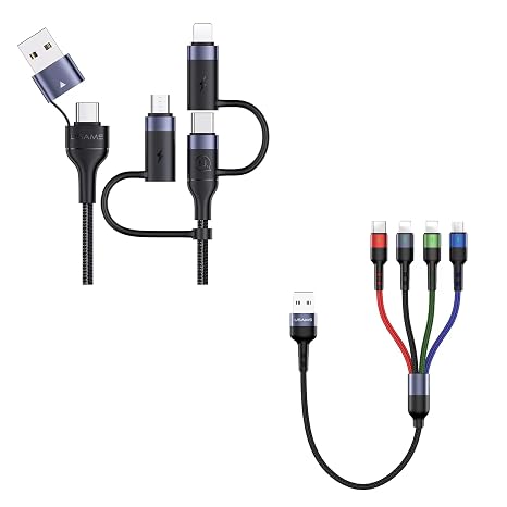 PD 60W USB C Multi Fast Charging Cable 6.6FT + 2Pack 1FT 4 in 1 USB Charge Cord