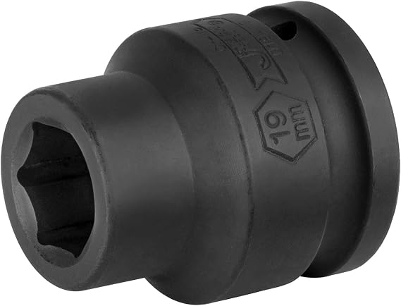 JETECH 3/4" Drive 19mm Standard Impact Socket, 6-Point Metric Impact Socket, Heat-Treated Chrome Molybdenum (Cr-Mo) Alloy Steel, Heavy-Duty for Automotive & Industrial Applications
