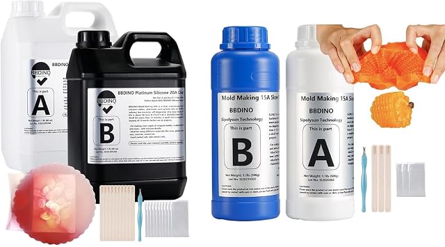Silicone Mold Making Kit Translucent 20A One Gallon with 15A Silicone for Mold Making Orange 2.2 Lbs
