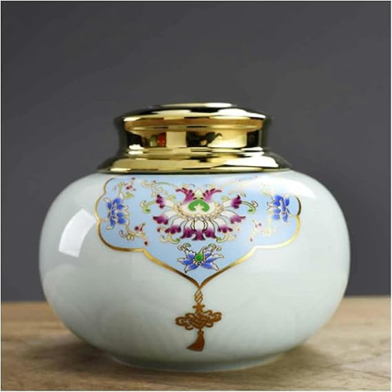 XENITE Ceramic Tea Container, Tea Tieguanyin Travel Container, Coffee Powder Sealed Storage Tank Container (Color : A, Size : 10.4CM)