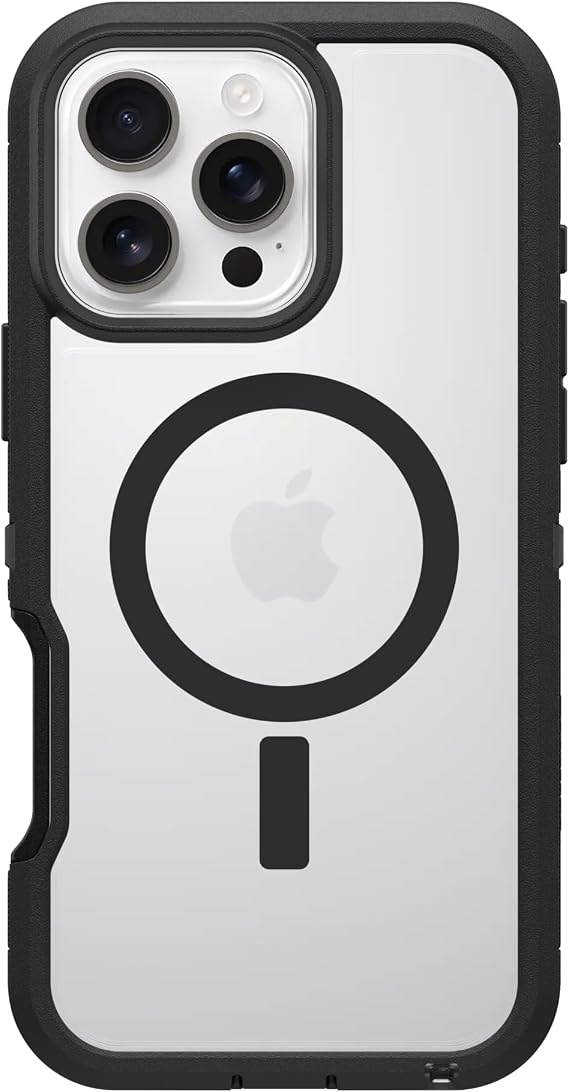 OtterBox iPhone 16 Pro Max Defender Series XT Clear Case - Dark Side - Tough, Rugged & Durable iPhone Case, Snaps on MagSafe, Pressure-Fitted Dual-Layer iPhone Case