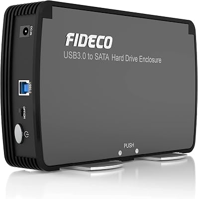 FIDECO 3.5 Hard Drive Enclosure, USB 3.0 to SATA Aluminium External Hard HDD Case with Built-in Cooling Fan Support UASP and 10TB Drives for 3.52.5 Inch HDD SSD Tool-Free 3.5 Hard Drive Enclosure