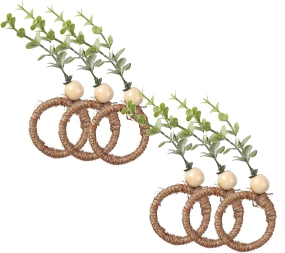 Handicraft Flower Napkin Rings Set of 6 Spring Napkin Rings Rose Napkin Holders Vine Design Napkin Holder Rings Table Decorations-aquatic plants