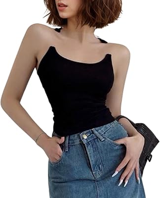Invisible Strap Tank Tops Y2k Aesthetic Sexy Spaghetti Strap V-Neck Crop Blouse Summer Vacation Clothes Streetwear