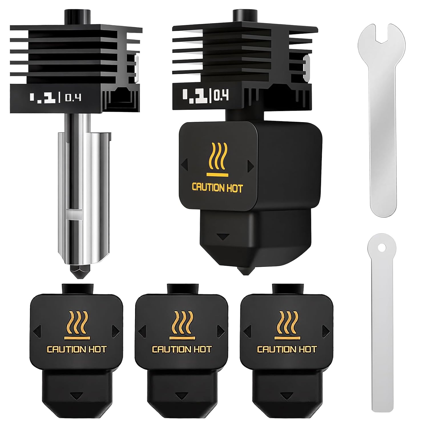 Hotend Kit for Bambu Lab H2D, H2S, H2C, A1, A1 Mini, 2-Pack Magnetic Quick-Install Hotend Assembly with 0.4mm Hardened Steel Removable Nozzles, Fast Heating & Stable Extrusion – 3D Printer Accessories