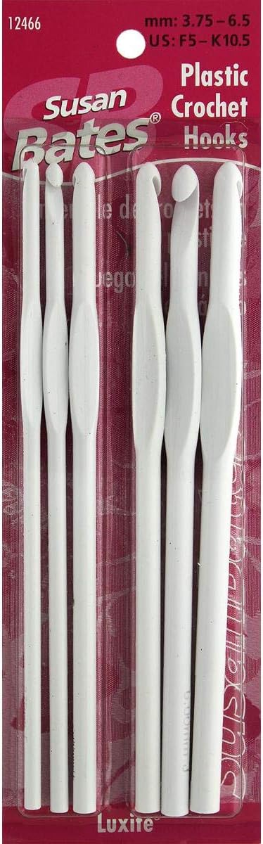 Susan Bates Luxite Plastic Crochet Hook Set, Assorted Size, Set of 6