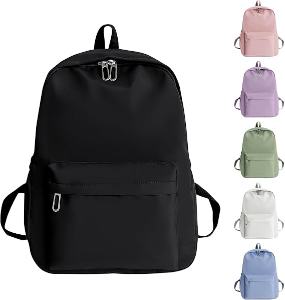 Risipu School Backpack for Girls Women Causal School Bags Teenage Boys Lightweight Travel Backpack Men Rucksack Water Resistant Bookbag for College (Black)