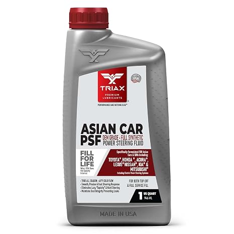 TRIAX Asian Car PSF Hydraulic & Electric Full Synthetic OEM Grade Power Steering Fluid | Compatible with Honda, Acura, Toyota, Lexus, Nissan, Infiniti, Mazda, Hyundai, Kia & More (1 Quart)