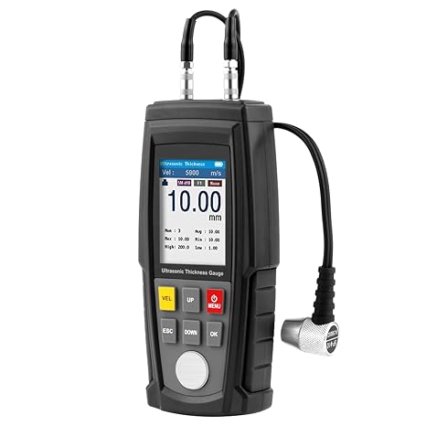 BuyWeek Ultrasonic Thickness Gauge WT130A Digital Ultrasonic Thickness Gauge Handheld Ultrasonic Thickness Gauge 1.00-300.0mm Measuring Range