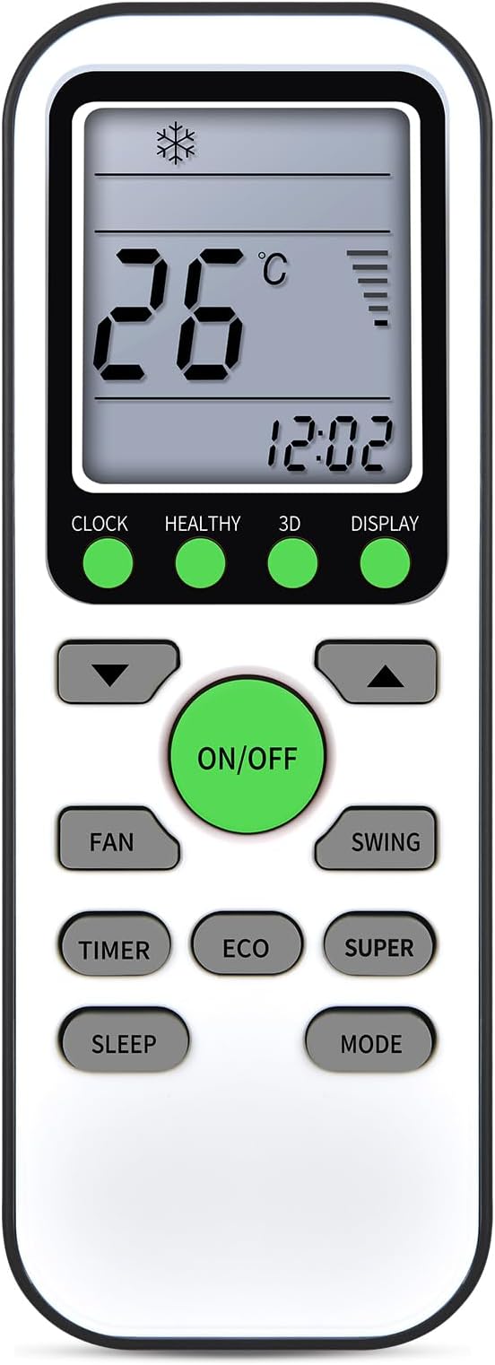 AC Replacement Remote Control for TCL/Royal/Bravo/ROVSUN Air Conditioner, GYKQ-36 Models, Green Keys