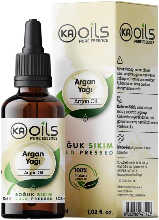 KAOils Argan Oil 30 ml | Argania Spinosa Kernel Oil | Cold Pressed 100% Natural Carrier Oil | Restorative Nourishing for Hair and Skin Care