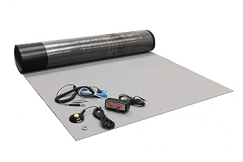 Rubber ESD Anti-Static HIGH Temperature Soldering MAT KIT-30" X 36" (2.5'x 3') - 0.08" Thick- with Dual Bench and Wrist Strap-Gray