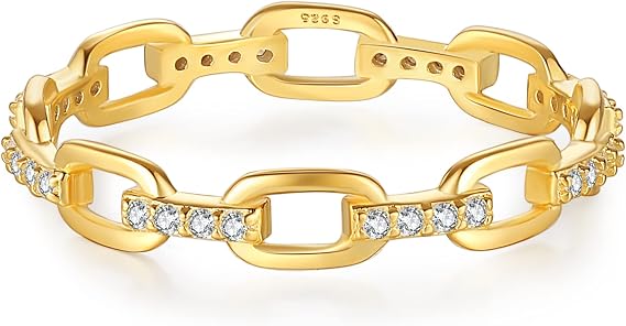 18K Gold Plated Chain Link Ring | Open Link Ring | Statement Chain Ring