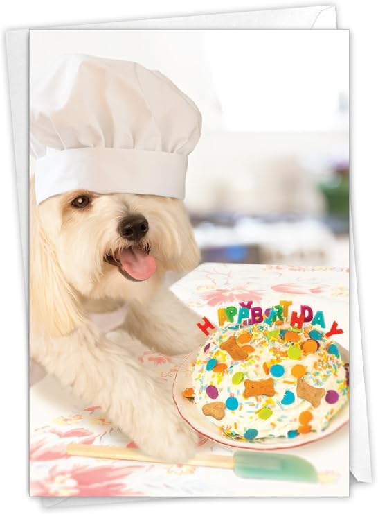 NobleWorks 1 Funny Birthday Greeting Card Dog Chef Bakery Design C3200BDG