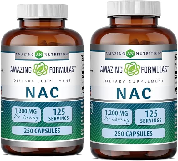 Amazing Formulas NAC 600 Mg | N-Acetyl Cysteine Supplement | Capsules | Non-GMO | Gluten Free | Made in USA (2 Pack, 250 Count)