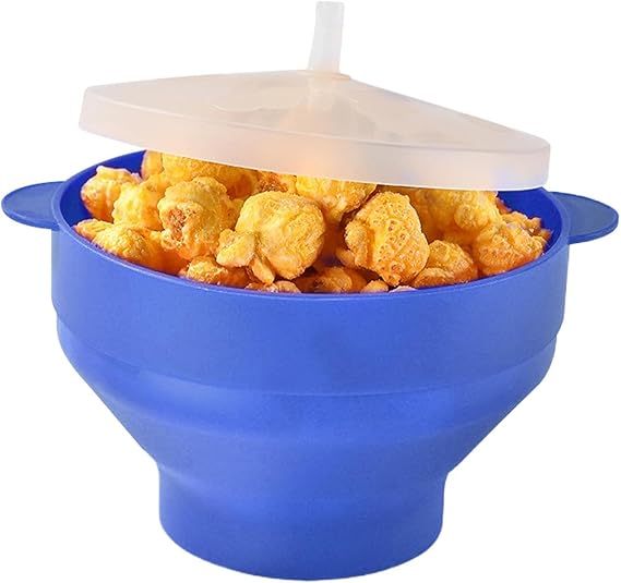 Microwave Popcorn Maker - collapsibles Food-Grade Silicone Popcorn Popper Bowl with Lid, Hot Air Popcorn Popper Bowl, Popcorn Bucket for Kitchen Restaurant