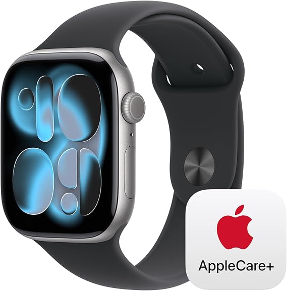 Apple Watch Series 11 GPS Model - 46mm Space Gray Aluminum Case and Black Sport Band - M/L + 2 Year Extension for Apple Watch Series 11