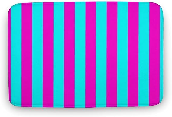 Luxury Bathroom Rug, Hot Pink and Turquoise Stripes Bath Mat Non Slip & Absorbent Bath Rug Carpets for Bathroom, 16 x 24inches