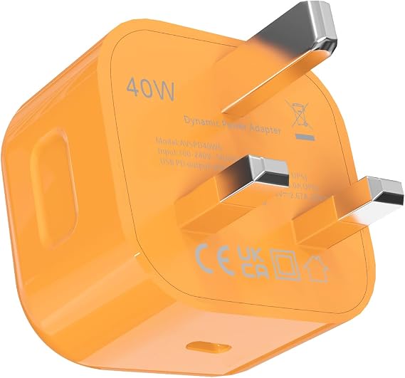 40W Dynamic Power Adapter USB C Fast Charging Plug, Cosmic Orange