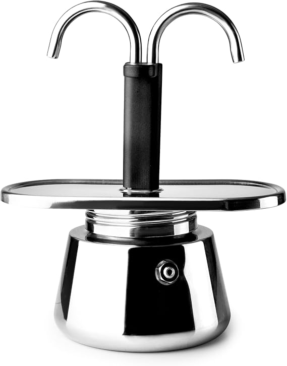 IBILI - Mini express coffee maker, 2 cups, 2 x 45 ml, Stainless steel, Suitable for induction, Grey
