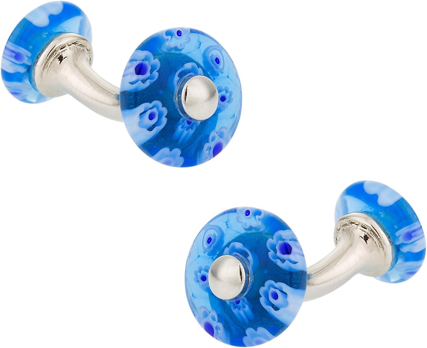 Cuff-Daddy Blue Millipore Venetian Glass Double-Sided Cufflinks with Presentation Box