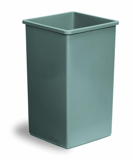 Continental 25GY 25-Gallon Swingline LLDPE Waste Receptacle, Square, Gray