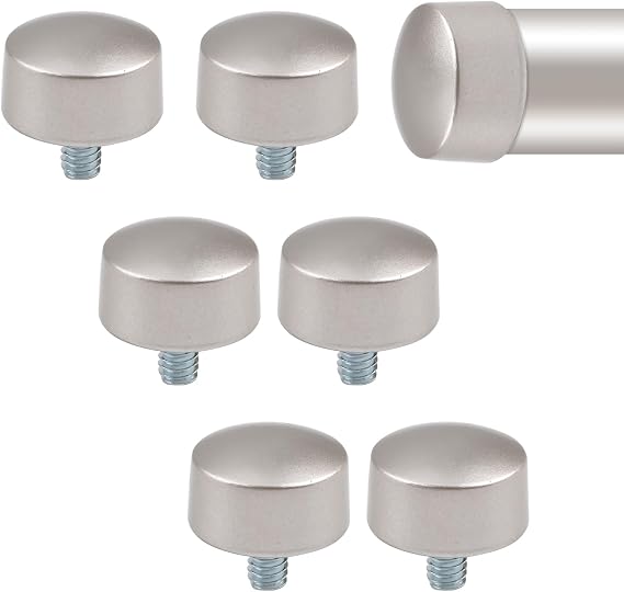Curtain Finials Caps, 6Pcs Plastic Curtain Rod Caps Silver Drapery Pole Decorative Ends Vintage Curtains Pole End Stops, Fits Dia. 3/4 inch Rods for Home Window Decor