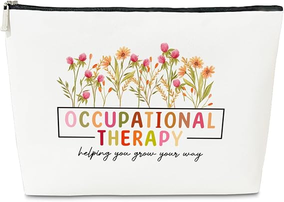 JioJio Chan Occupational Therapy Gifts, Therapist Occupational Makeup Bag, Helping You Grow Your Way, OT Month Gifts PU Leather Makeup Cosmetic Bag