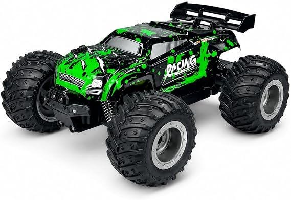 VARDEM Uzaktan Kumandalı Off Road Araba, 2.4G Full Fonksiyon 1:18 Şarjlı RC Araç, Işıklı High Off Road Oyuncak, 2WD Büyük Tekerlekli Kumandalı Arazi Aracı,Şarjlı Oyuncak Araba, DS-1258(A) (YEŞİL)