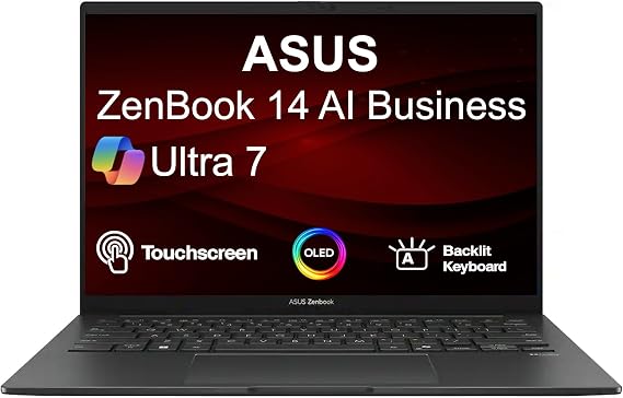 ASUS Zenbook 14 AI Business Laptop 14.0" Touchscreen OLED WUXGA Display