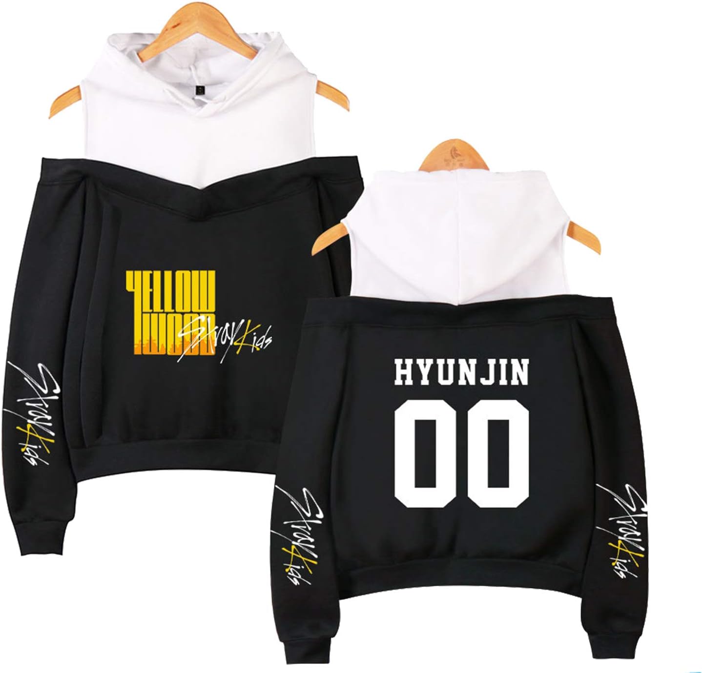 Xkpopfans Stray Kids Hoodie Yellow Wood Pullover Felix Minho Off The Shoulder Sweatshirt
