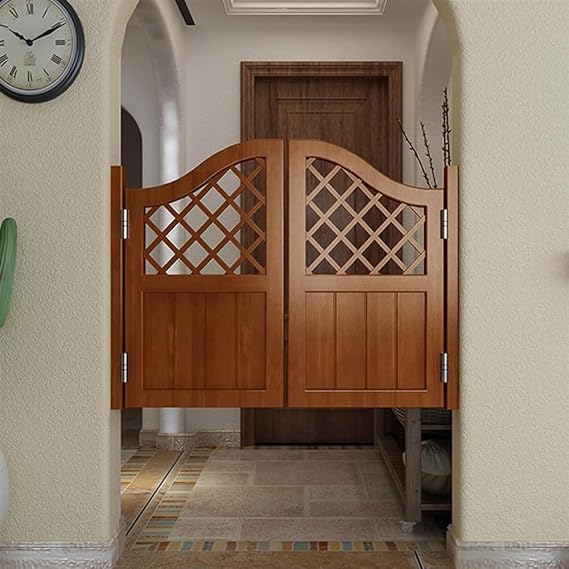 Zanotva Cafe Swinging Doors,Indoor Premade Louvered Cafe Saloon Door,Kitchen Restaurant Emporium Terrace Entrance Partition Swing Door,Auto Close Hinges (Color : Brown, Size : W 28 x 32in)