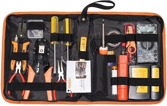 misppro 17 in 1 Network Repair Tool Kit with Screwdrivers Pliers Wire Stripper for Computer Maintenance