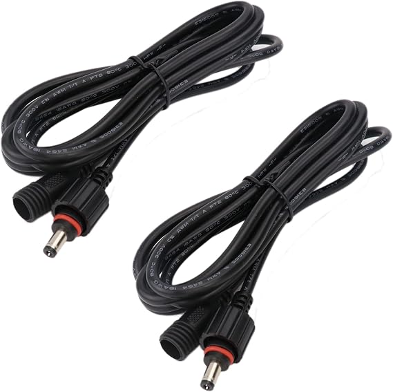 LEDENET 2 Pack 6.56ft/2m Waterproof Extension Cable Barrel DC Power Plug | 5.5mm *2.1mm Plug Extension Cord Wiring for LED Strip Lighting
