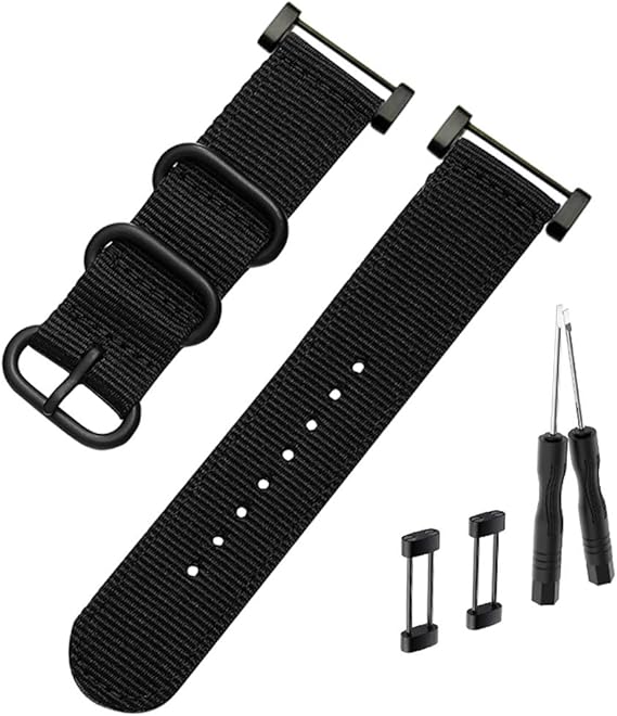 Watch Band for Suunto Core - Nylon Canvas Strap Replacement Kit Black - 24mm Strap - Includes Lugs Adapter & Screw Tools